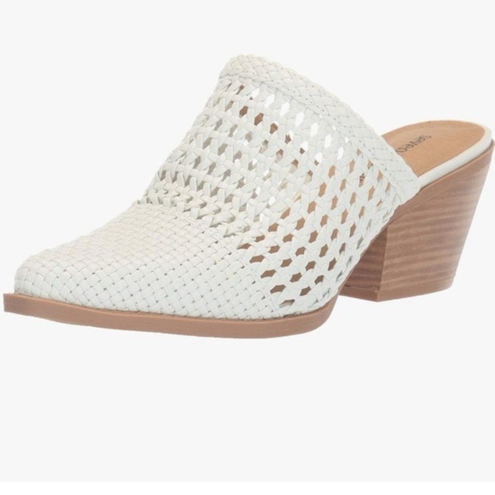 Seven Dials Woven Quinton Mule Ivory Western Heeled Booties - Picture 2 of 5
